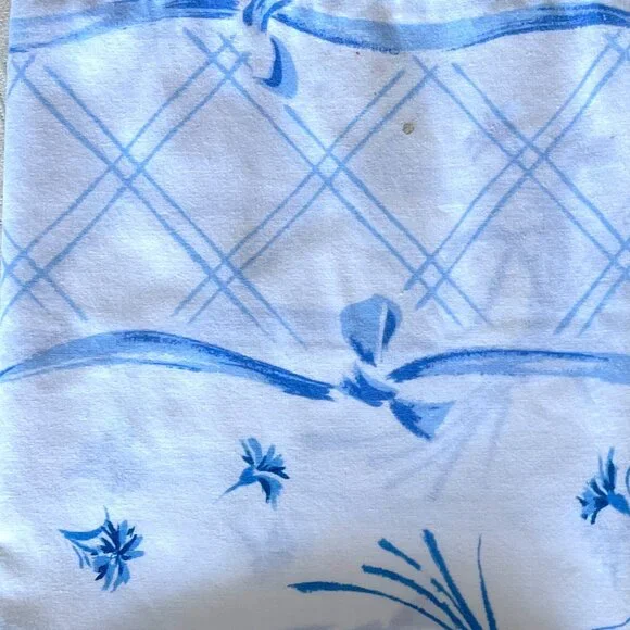 Wamsutta Ultracale blue white floral stripe king pillowcases 2 Vintage cotton
